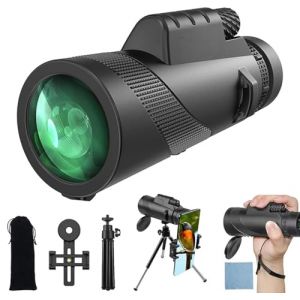 Severnier monoculaire 12x50, T&eacute;lescope Monoculaire, avec Prisme BAK4 et FMC, avec Support pour Smartphone et Tr&eacute;pied de Mise &agrave; Niveau, pour la Camping, Chasse,comp&eacute;titions Sportives (Noir Pro) (Severnier, neuf)