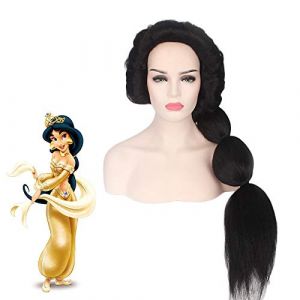 GUANBBD Perruque Cosplay Anime Princesse Jasmin Perruque Cosplay Costume Aladdin et la Lampe Magique Femmes Perruques de cheveux synthétiques longues noires résistantes à la chaleur Jasmin (GUANBAIJI1982, neuf)