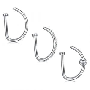 MODRSA Faux Piercing Nez Argent Acier Inoxydable Piercing Nez Bijoux Clip pour Femmes Faux Piercing Nez Faux Piercing Nez Anneau Piercing Bijoux (MODRSA Jewelry, neuf)