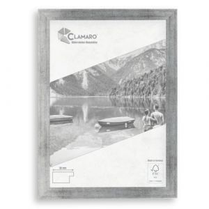 Clamaro 'COLLAGE' cadre photo 25x30 fabriqu&eacute; &agrave; la main sur mesure | Argent bross&eacute; | Cadre moderne en MDF, avec verre acrylique, fond et suspension (Clamaro, neuf)