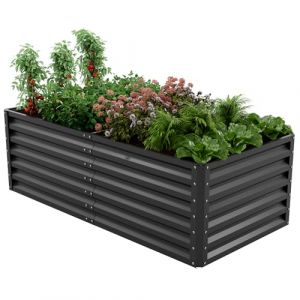 Amopatio Jardini&egrave;re sur&eacute;lev&eacute;e en Acier Galvanis&eacute;, Potager Ext&eacute;rieur/Balcon, Bac &agrave; Semis 970L, 180 x 90 x 60 cm, R&eacute;sistant aux Intemp&eacute;ries pour l&eacute;gumes, Fleurs, Noir (Amopatio, neuf)