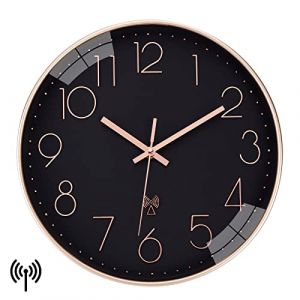 VIVILINEN Horloge Murale Radio Pilotée Silencieuse 30cm sans tic-tac Pendule Murale pour Chambre Cuisine Salon Changement d'heure Automatique avec Mecanisme Radio (Adonauss, neuf)