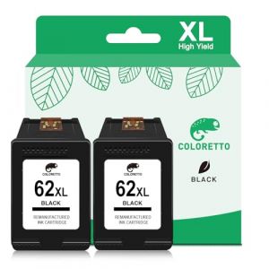 COLORETTO 62XL Cartouches d'encre Remanufacturées pour HP Cartouche 62 Noir Envy 5548 5540 5541 5542 5543 5544 5545 5546 5547 5640 5642 5644 5646 7640 7645 OfficeJet 200 250 5740 5742 5744 Imprimante (COLORETTO-EU, neuf)