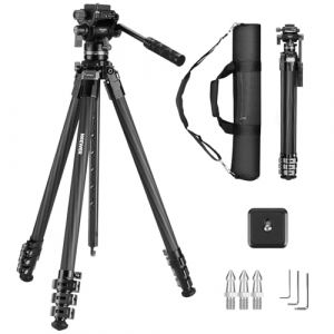 NEEWER 60.4" Tr&eacute;pied de Voyage en Fibre de Carbone avec Rotule Amovible &agrave; 360&deg;,Support L&eacute;ger pour Cam&eacute;ra Vid&eacute;o avec Boucle &agrave; Bascule,Plaque QR de Type Arca Compatible avec Peak Design Capture V3,LT37 (HaoLands, neuf)