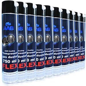 AABCOOLING Compressed Gas Duster Flex 750ml - 10 Pièces - Bombe Depoussierante avec Un Tube Flexible, Bombe d'air Sec, Bouteille Air Comprimé pour Informatique Matériel, Aérosol Dépoussiérant PC (AAB Seller FR, neuf)
