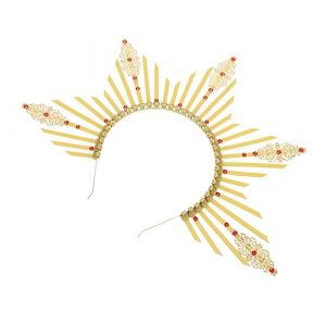 Healeved Bandeau Halo De Notre-dame Costumes D'halloween Pour Les Filles Déesse Casque Floral Tenues Gothiques Bandeau Marie Vêtements Lolita Costumes De Filles Casque D'or Plastique Métal (Sonieg, neuf)