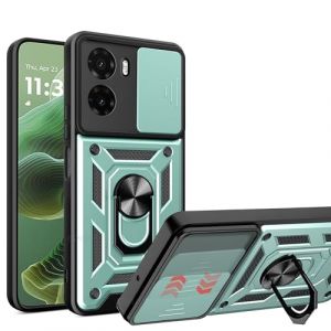 ESHUYI&reg; Coque pour Motorola Moto E15 4G/Moto G05 4G avec Lentille Coulissante Couverture et Support Rotatif, Anti-Chute &Eacute;tui Housse Compatible avec Support De Voiture Magn&eacute;tique, Vert (Caizeng, neuf)