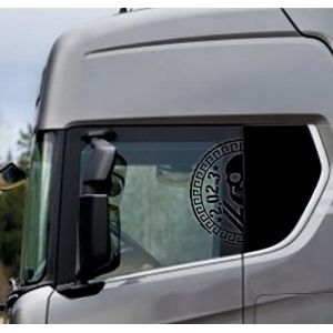 DualColorStampe Autocollants Compatibles avec Scania Daf Iveco Man - Accessoires pour Camion - Fen&ecirc;tre COD.0301 (Noir Mat) (DualColorStampe, neuf)