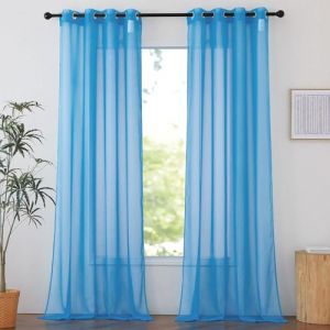 SUNLIMEI Rideau Voilage 80 x 210 cm Bloquer Soleil Anti-UV, Doux et Esthétiques Transparent Rideaux Salon Décoration de Maison pour Fenêtre Porte Cuisine Chambre Enfant, Bleu (LvLiangLiMeiDianZiShangWuYouXianGongSi, neuf)