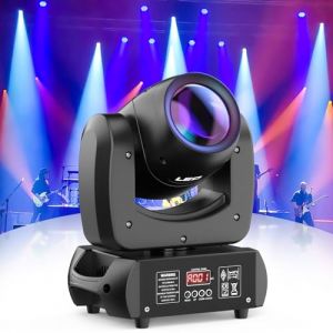 100W Lyre LED DMX DJ Lumières Rotatives Spot Beam 18 facettes Prisme Éclairage de scène 8 couleurs avec modes activés par le son pour les fêtes de mariage, église, live, spectacle, bar, discothèque (CHENGSI STORE, neuf)