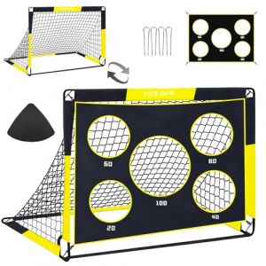TTCB Sports 2 en 1 Cage de Football Enfant Exterieur Pliable, 120x90x90cm Pop-up Buts de Football avec 5 Cible et Sac de Transport, Intérieur/Extérieur Récréation Entraînement, Cadeaux pour Garçon (TTCBSPORTS, neuf)