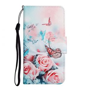 AIFILLE Flip Housse Coque Compatible pour Xiaomi Redmi Note 8 Pro Fantaisie Motif Fleurs Rose P&acirc;le &Eacute;tui a Rabat Cuir PU Magn&eacute;tique Porte Carte et Folio Support Fonction Anti-Rayures Protection Cover (AIFILLE, neuf)