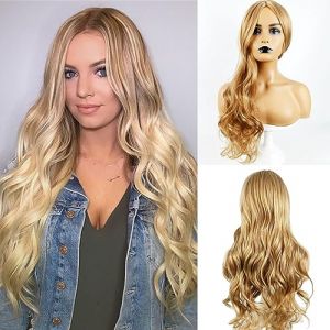 FENYW Perruques Ombré Blonde pour Femmes, 65cm Perruques Longues Ondulée Blond, Perruque Synthétique Résistante À La Chaleur, Longue Perruque Blonde pour Fête Quotidienne Cosplay Halloween (SYJ TRADE SARL-, neuf)