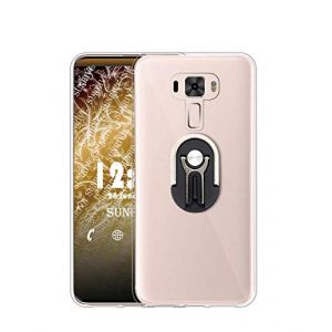 Sunrive Coque pour ASUS Zenfone 3 ZE552KL, 360 degr&eacute;s Support T&eacute;l&eacute;phone Voiture Bague Rotation Ring Stand Holder &Eacute;tui Silicone Transparent Housse Protecteur Back Case(Noir) (sunrive, neuf)