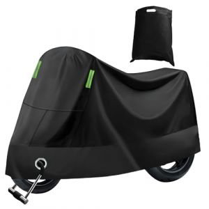 Housse Moto Impermeable, Imperm&eacute;able et Prot&eacute;g&eacute;e Contre Les UV,Housse de Moto en Coton Aiguillet&eacute; avec Feuille D'aluminium avec Trous de Serrure pour Scooter Motocross, Noir, XXL (245 * 105 * 125 cm) (lcvtos, neuf)