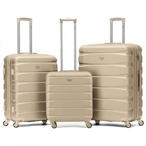 Flight Knight Lot De 3 Moyen Et Grand Valises Rigides Legeres en ABS A 4 Roues Cabine Bagage A Main pour Plus De 60 Compagnies Aeriennes -easyJet, Jet2 Et Taille Max Ryanair (Priority) 55x40x20cm (Prime Brands Group FR, neuf)