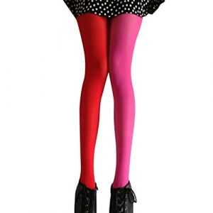 Collants multicolores pour femme - Mode Splice - Chaussettes hautes - Costume de f&ecirc;te, rouge et rose rouge, Einheitsgr&ouml;&szlig;e Gro&szlig;e Gr&ouml;&szlig;en (Halleyham, neuf)
