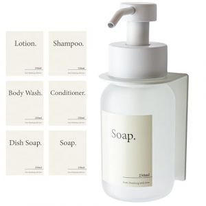 Design Hambourg Distributeur De Savon Mural en Verre avec Fixation Auto-Adh&eacute;sive | Distributeur &Agrave; Pompe en Acier Inoxydable | Support Savon Salle de Bain (1, Blanc Frost, avec Support) (Designfabrik Hamburg, neuf)