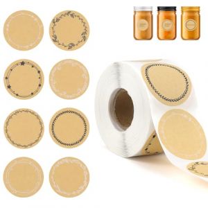 &Eacute;tiquettes Autocollantes en Papier Kraft &Eacute;tiquettes &agrave; Confiture &Eacute;tiquettes Adh&eacute;sives Personnalis&eacute;es Rond Sticker Pour Les Cadeaux Enveloppe Baking &Eacute;pices &Eacute;tiquette Bocaux 500pcs (BINYI, neuf)