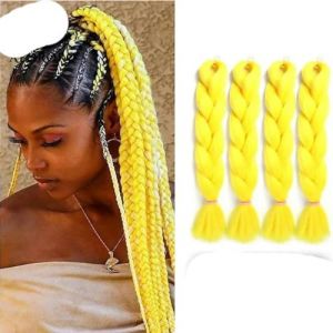 Extensions de cheveux tressés synthétiques pour tresses afro 24 pouces Extensions de cheveux tressés Jumbo Accessoires de couleur ombré-24 pouces-II Jaune-24 pouces-CHINE-1 pièce/lot (guangzhouliyeshangmaoyouxiangongsi 85244, neuf)