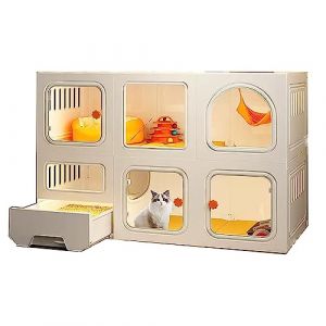 Cage pour Chat Intérieur avec Bac À Litière, Fenêtre de Visualisation Transparente et Respirante Parc Chaton Interieur for Chat, Chien, Lapin, Hérisson (Size : 106 * 46.5 * 71cm, Color : Type A) (LINLN, neuf)