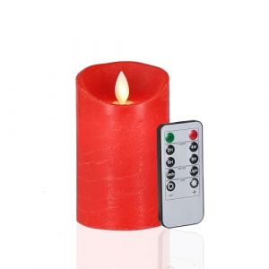 FiiMoo Rouge Bougies LED, Bougies Alimente par Pile, Bougies LED Sans Flamme, Bougie LED Flamme Vacillante, Bougies Electrique avec T&eacute;l&eacute;commande pour F&ecirc;te, Anniversaire, Mariage, Table-10cm (FiiMoo EU, neuf)