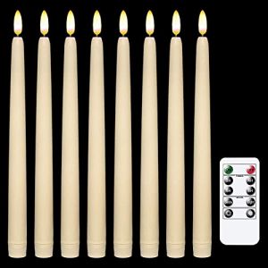 IMAGE Lot de 12 bougies coniques LED à piles avec télécommande et fonction minuterie, bougies coniques ivoire vacillantes pour mariage, Noël, Saint-Valentin, fête (IMAGEFRONT, neuf)