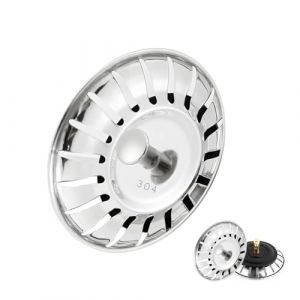 ZWWOGE Bouchon Evier Cuisine, Filtre Evier Cuisine d'&eacute;vier en Acier Inoxydable Bouchon d'&eacute;vier de Remplacement Bouchon de vidange pour Nourriture e r&eacute;cup&eacute;rateur de Cheveux (ZWWOGE, neuf)