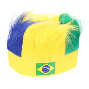 Alipis Bonnet de Postiche &Eacute;lastique Respirant en Maille pour Supporters de Football Bandeau Filet Ajustable Accessoire D&eacute;guisement Cosplay Taille Unique Couleur Br&eacute;sil Usage F&ecirc;te et (Calloway Pagan, neuf)