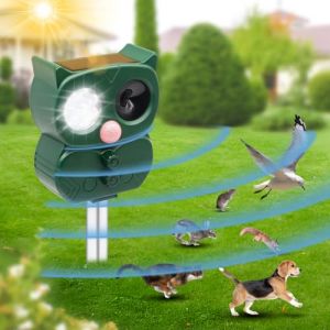 Repulsif Chat Exterieur, 5 Modes R&eacute;pulsif Chat Ultrason Solaire et USB R&eacute;pulsif Animaux, Repousse avec D&eacute;tecteur et Flash pour Chats Chiens Renards Souris Ratons Animaux de Jardin (RO KKVT, neuf)