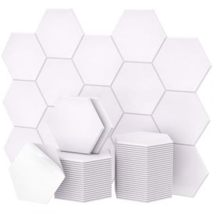 TONOR Lot de 48 Panneau Acoustique Mural Autocollante, 30 x 26 x 1cm Panneau Acoustique &agrave; Haute Densit&eacute;, Mousse Acoustique Hexagonal Isolant Phonique pour Studio, Bureau, Chambre, Salon, Blanc (TonorDirect FR, neuf)