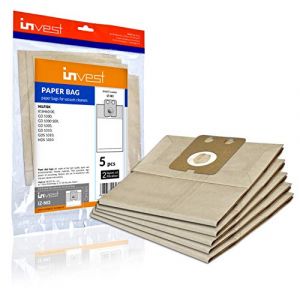Invest - Lot de 5 sacs d'aspirateur de rechange, sacs filtrants compatibles avec Nilfisk: GD 1010, 1000, 1005, 2000, GDS 1010, HDS 1005 - Marron (Invest sp. z o.o., neuf)