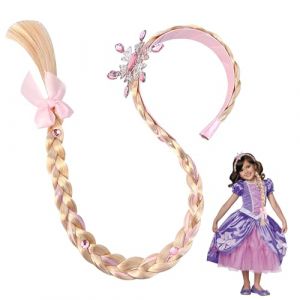 BOULESENM Perruque Reine Perruque Raiponce Perruque Princesse, Rose Perruques Déguisement Tresses, Perruque Raiponce Cheveux Extensions Bandeau Tressé pour Carnaval Haloween Fête (BOULESENM_SHOP, neuf)