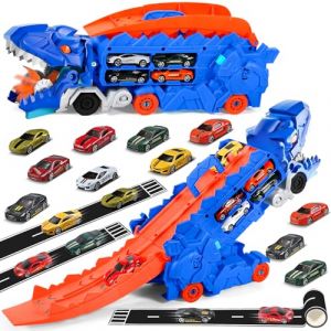 TXVQ Camion Dinosaure Jouet avec 8 Voitures de Course, Circuit Voiture Enfant Jouet Enfant 2 3 4 5 6 Ans Garcon Cadeau Garcon 3 4 5 6 Ans (LUBOWDSA S.R.L., neuf)