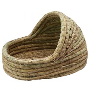 TOYANDONA Nid De Lapin en Paille Tiss&eacute;e Naturel Maison De Lapin Medium Lit pour Petit Animal Cabane Respirante Et Grignotable Cochons D&rsquo;Inde Et H&eacute;rissons Niche D&rsquo;int&eacute;rieur Estivale (Elitabert, neuf)