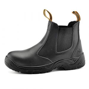 SAFETOE Chaussure de Securité Homme Chantier - M8025 S3 Travail Bottes de Protection Montante Homme Legere Anti Glisse Basket Montantes Homme Cuir (41 EU, Noir) (SAFEYEAR PPE, neuf)