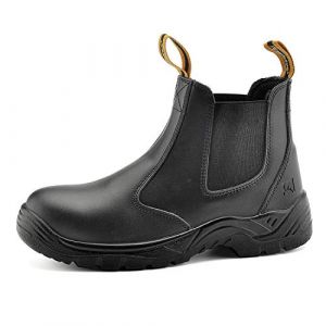 SAFETOE Chaussure de Securité Homme Chantier - M8025 S3 Travail Bottes de Protection Montante Homme Legere, Anti Glisse Basket Chaussure de Sécurité Montantes Homme Cuir, Noir, taille EU 41 (SAFEYEAR PPE, neuf)