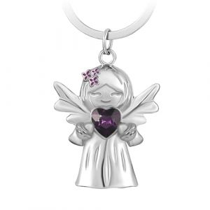 Fugoviin Cadeau Porte Clef Ange Gardien avec Pierre PréCieuse et Fleurs de Lilas, Porte Clé Porte Bonheur, Cadeau à Moins de 10 Euros pour Petite Amie, Collègue, Mère, Sœur, etc. (Fugoviin, neuf)