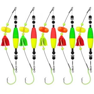 THKFISH Kit de Bas de Ligne pour la pêche du Silure, Poses Rigs pour la pêche du Silure, 5 Paires de Catfish Rattle Rig, Bas de Ligne Flottant, 6/0 8/0 10/0 hameçons circulaires, 50-70 LB de Fil (CWFISHING, neuf)
