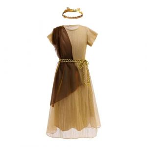 Lito Angels Deguisement Jules César pour Garçon, Toge Romaine Dorée, Costume Dieu Grec Tunique Grecque Antique avec Couronne de Laurier pour Enfant 4-6 Ans Taille 116 (Lito Angels FR, neuf)