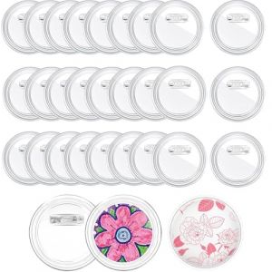 50 Pi&egrave;ces Faire Ses Badges Personnalis&eacute;s,BetterJonny 60mm Badge &agrave; &Eacute;pingle Acrylique Badges Personnalisable avec &Eacute;pingle Badges Personnalis&eacute;s DIY pour Fournitures D'Artisanat，Photos, Costumes,&Eacute;cole (BASICON, neuf)
