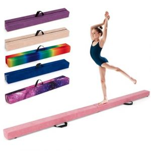 GOPLUS Poutre Gymnastique Pliable 270 CM, Poutre Gym avec Patins Antid&eacute;rapants, Poign&eacute;e de Transport, Charni&egrave;re M&eacute;tallique, Surface Su&egrave;de, Barre Gymnastique pour Enfant et Adulte, Int&eacute;rieur (Rose) (Augenstern24, neuf)