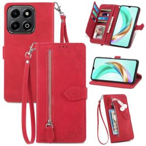 JayModCase Coque pour Huawei Honor X6B / X6A, PU Portefeuille Rabat Fermeture aimant&eacute;e &eacute;tui en Cuir [Antichoc TPU] [Fonction Support] [Dragonne] &Eacute;tui pour Huawei Honor X6B - Rouge (JIEMA EU STORE, neuf)