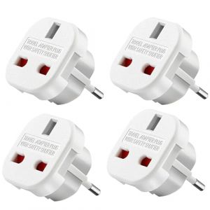 Fiotha UK vers EU Adaptateur de Voyage, 4 Pcs Adaptateur Prise Anglaise vers France, Adaptateur de Prise UK vers Europe, pour l'Allemagne, l'Irlande, Les Pays-Bas, la Pologne, la Suède, Blanc (DongGuanShi ChaoDaShangMao YouXianGongSi, neuf)