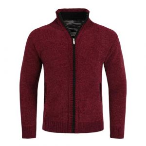 Allthemen Gilet Cardigan Homme Col Montant Veste Laine Knitted Sweater Grosse Maille 5 Couleurs Rouge 3XL (Allthemen, neuf)