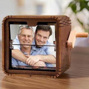 VEELU Personnalis&eacute; &Agrave; Manivelle Cadre Photo Boite A Musique Personnalis&eacute; Bo&icirc;te Flipbook Spotify Player Album Photo M&eacute;canique Avec Lumi&egrave;re Idee Cadeau Papa De Anniversaire (Jingle Cat Magical Shop, neuf)