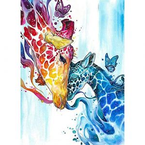 WOWDECOR Diamond Painting Complet, Color&eacute; Girafe Papillon Animaux Diamant Painting DIY 5D Mosa&iuml;que Peinture Num&eacute;ro Point De Croix (WOWDECOR, neuf)