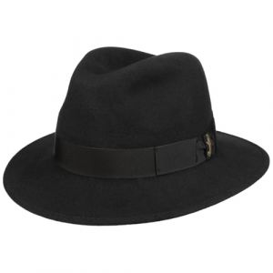 Borsalino Chapeau en Laine Piemonte Traveller Chapeau de Feutre (59 cm - Noir) (Chapeaushop, neuf)