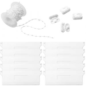 10 Pièces 127mm Plaque Lestage Store à Lamelles avec 10m Chaîne Verticale Store à Enrouleur et 4 Connecteurs de Chaîne, Kit de Détachées Store à Lamelles, pour Rideau Porte FenêTre Accessoires (Blanc) (MFSSEU, neuf)