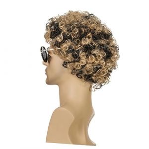 LIFKOME Perruque Courte Bouclée Marron Noir Pour Homme Accessoire De Déguisement Disco Parfait Pour à Thème Carnaval Halloween Et Performances (hdybs, neuf)